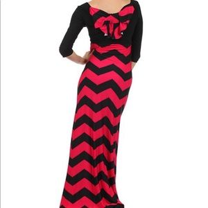 Red and Black Chevron Maxi Dress